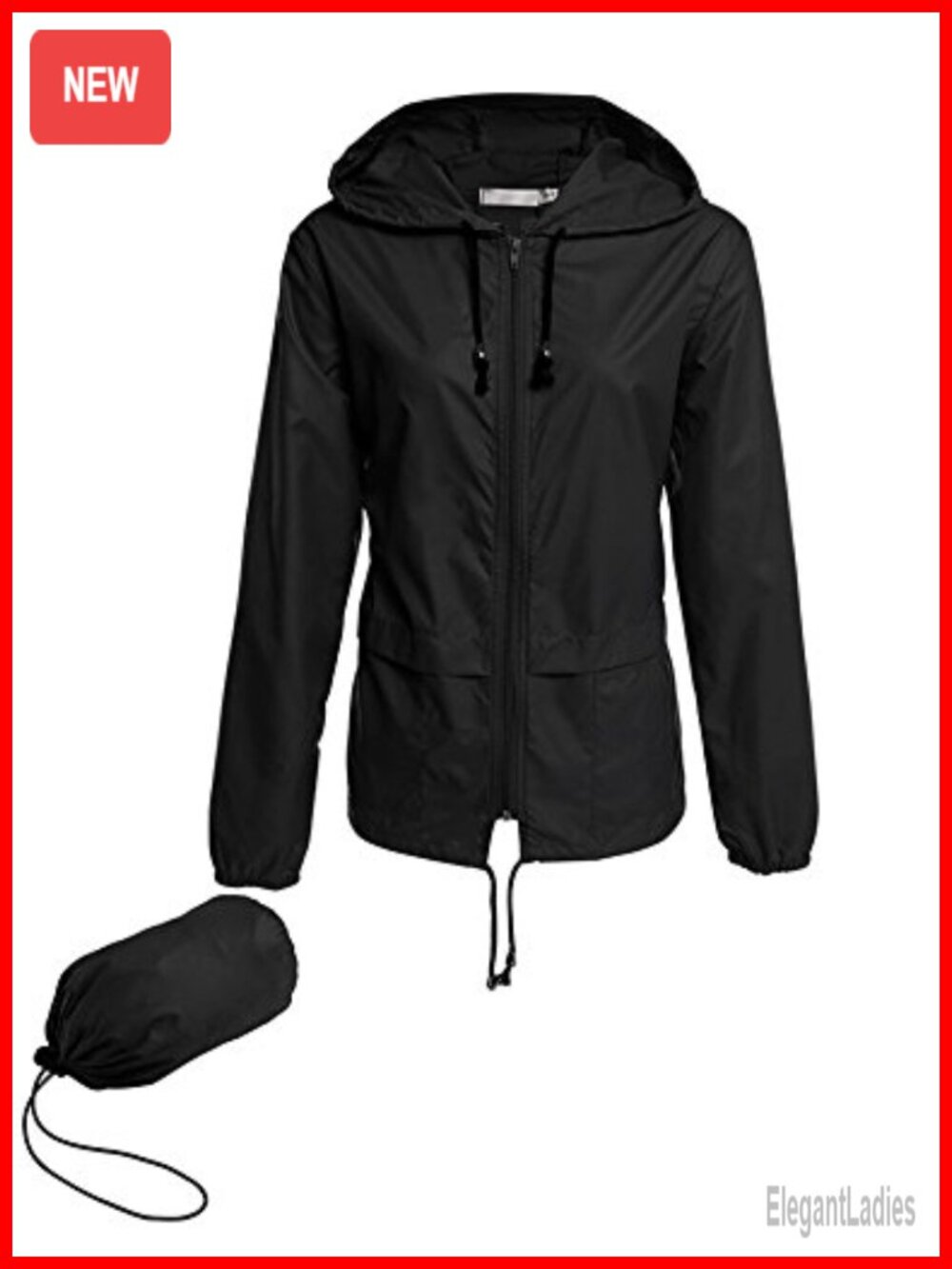 Avoogue Women's Water-Resistant Packable Raincoat Hooded Windbreaker